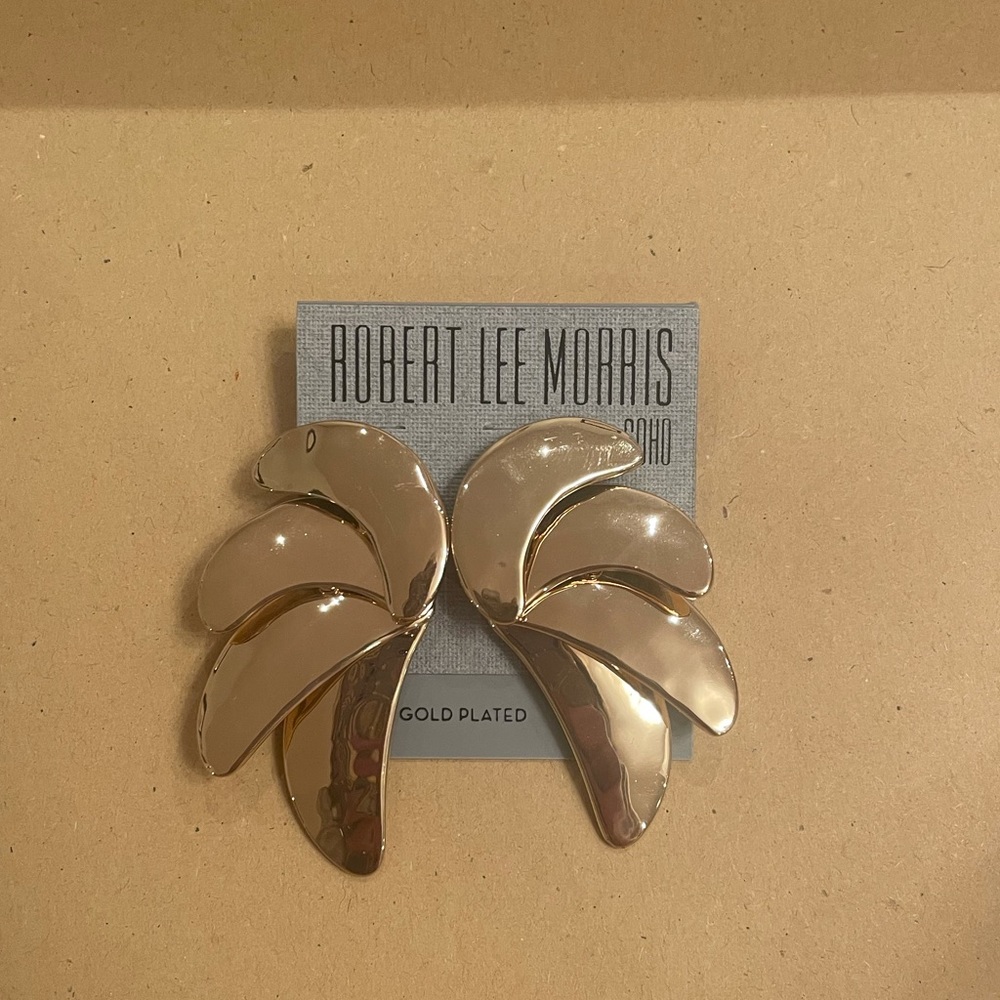 RLM Soho Gold Plated Banana Statement Earrings